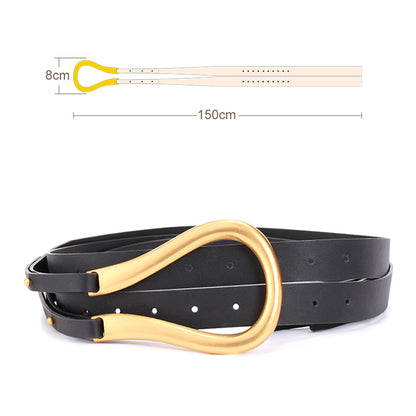 Women Retro Gold Buckle Belt