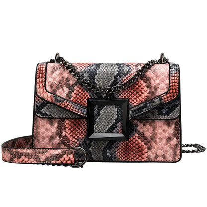 Colorblock Snake Skin Mini Crossbody Bag for Women
