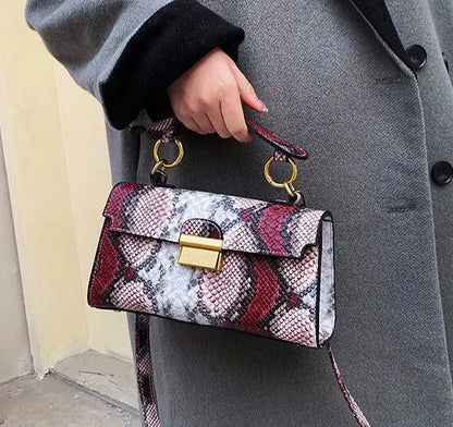 Colorblock Snake Skin Mini Crossbody Bag for Women