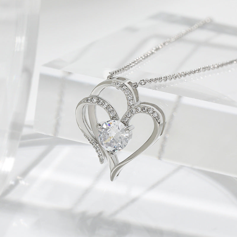 Double Heart Zircon Necklace