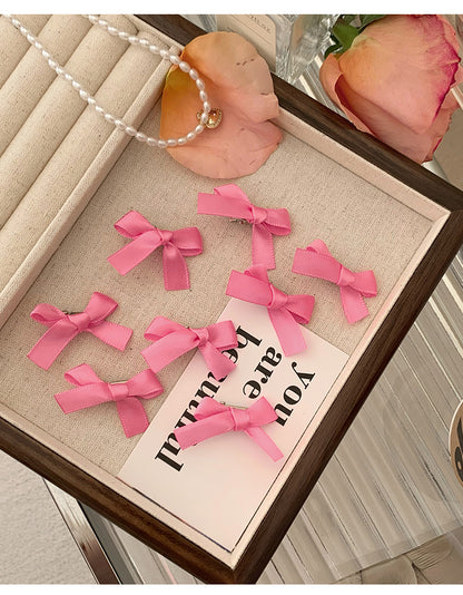 8-Pack Pink Ribbon Bow Hair Clips