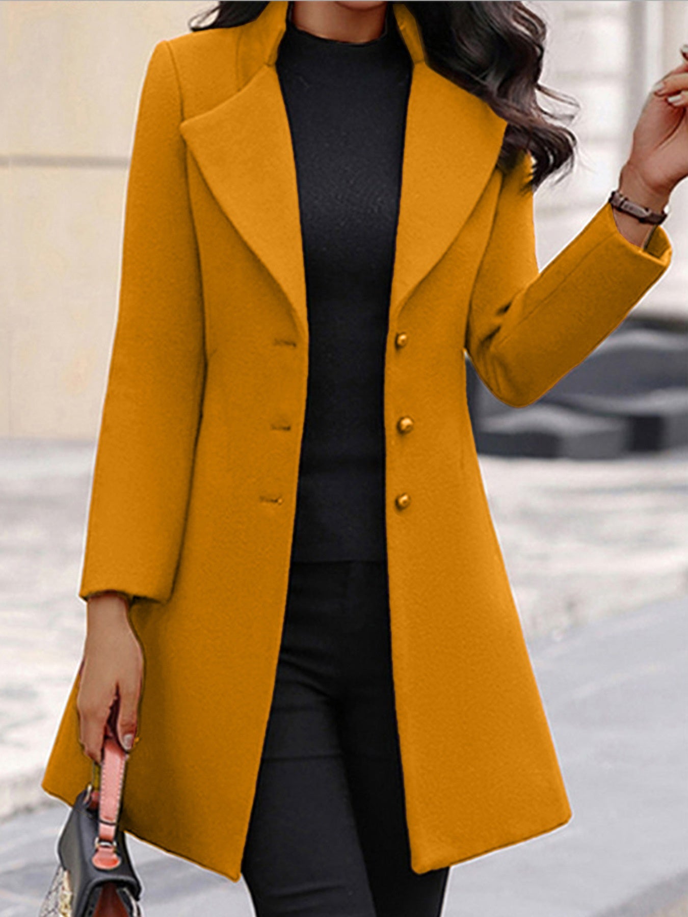 Women Slim-Fit Single Breasted Lapel Coat