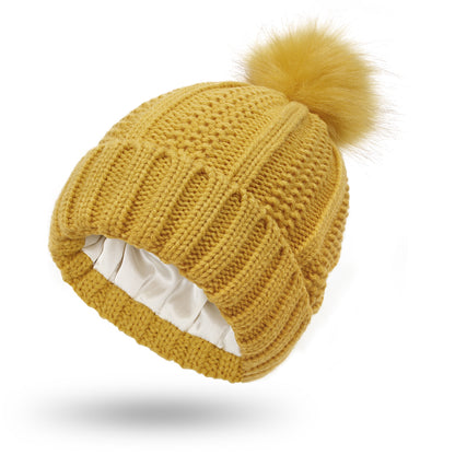 Skull Knit Beanie Hat with Pom Pom