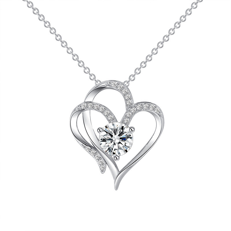 Double Heart Zircon Necklace