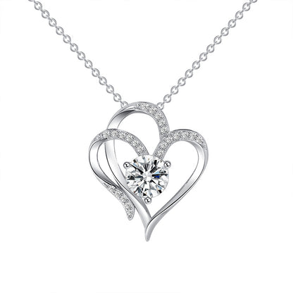 Double Heart Zircon Necklace