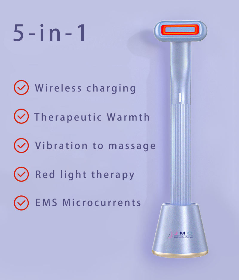 5-in-1 360° Rotary Eye & Face Massage Wand with Red LED & Warm Therapy