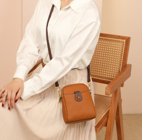 Lychee Pattern Leather Crossbody Bag