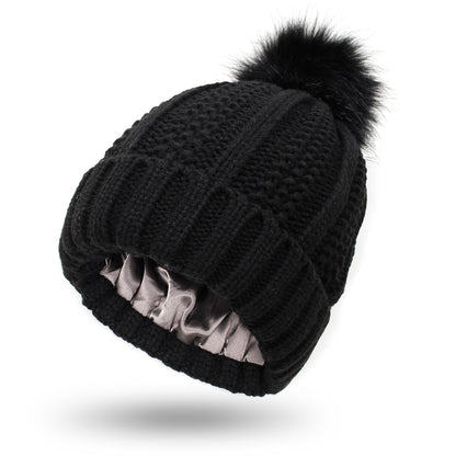 Skull Knit Beanie Hat with Pom Pom