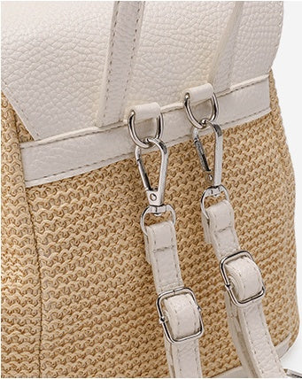 Mini Straw Woven Travel Backpack