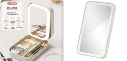 Portable LED Makeup Storage Box with Mirror
