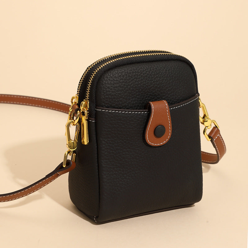 Lychee Pattern Leather Crossbody Bag