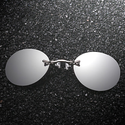 Frameless Round Clip-On Sunglasses