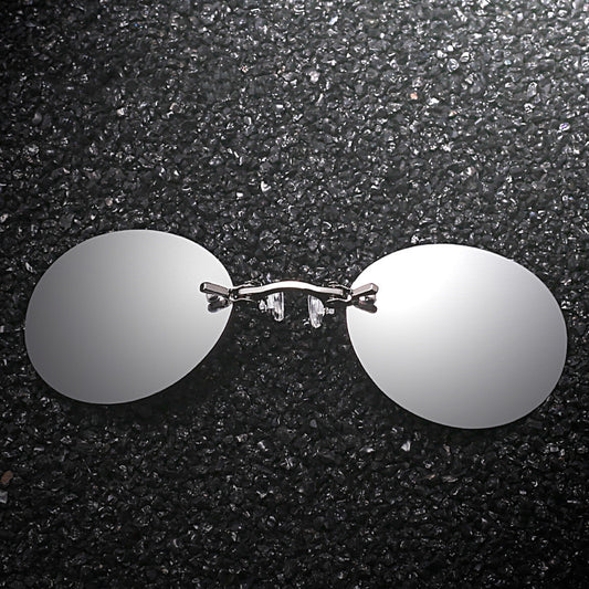 Frameless Round Clip-On Sunglasses