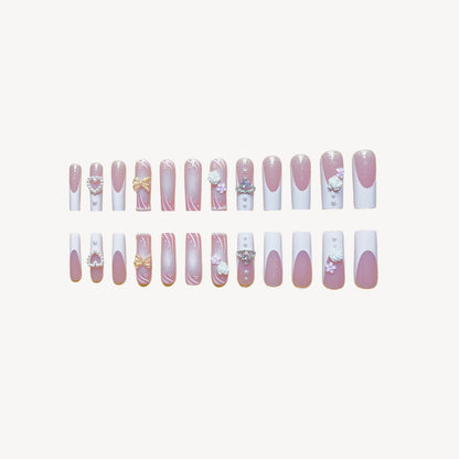 Rectangular Multi-Diamond Press-On Fake Nails
