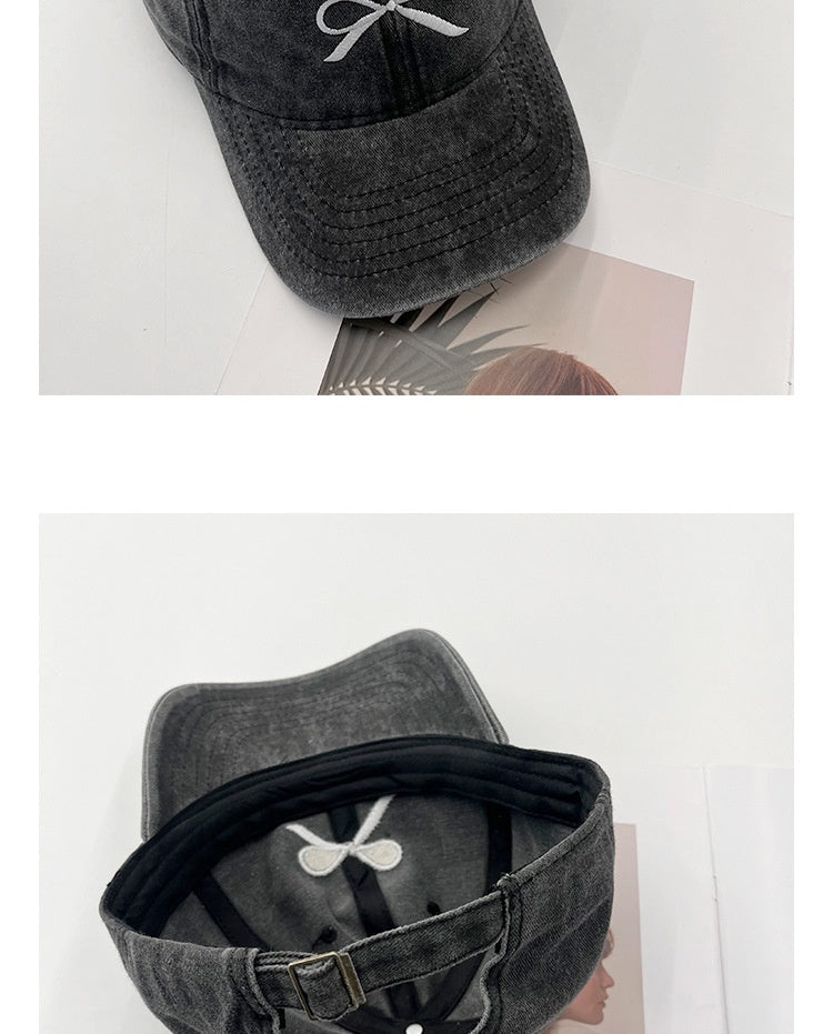 Bowknot Embroidery Denim Cap
