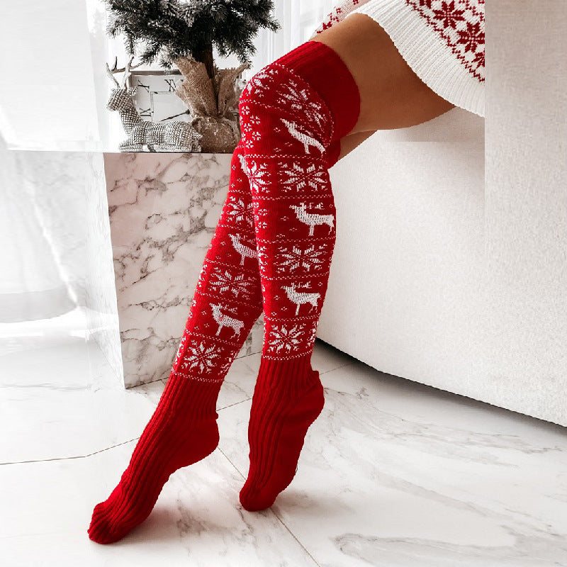 Christmas Knitted Over-the-Knee Socks