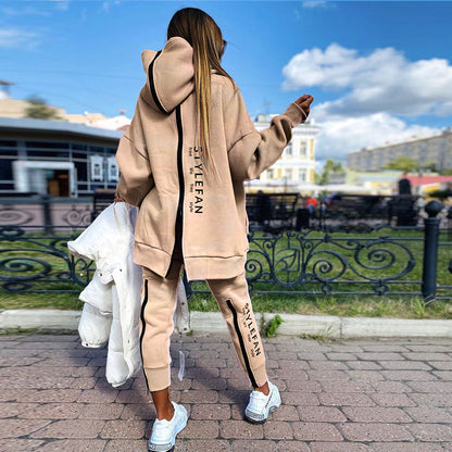 Women Long Hoodie Pantsuit Set