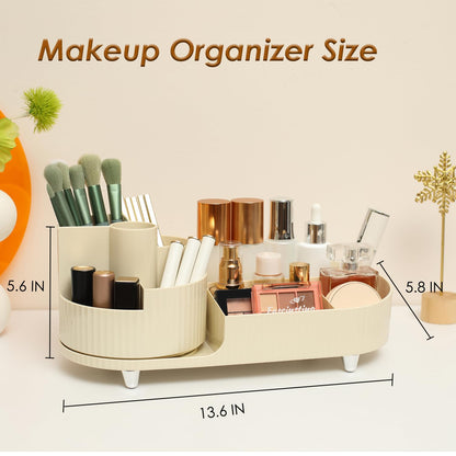 Rotating Countertop Makeup Organizer with Brush Holder