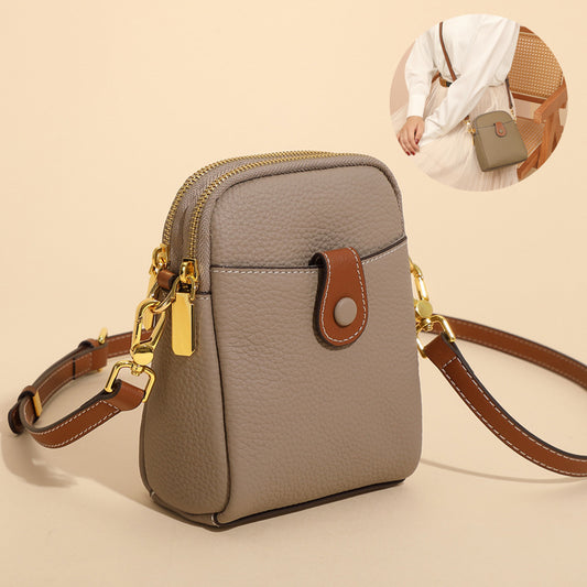 Lychee Pattern Leather Crossbody Bag