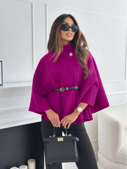 Women Stand Collar Batwing Sleeve Cloak Top