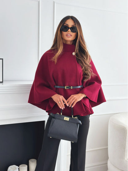 Women Stand Collar Batwing Sleeve Cloak Top