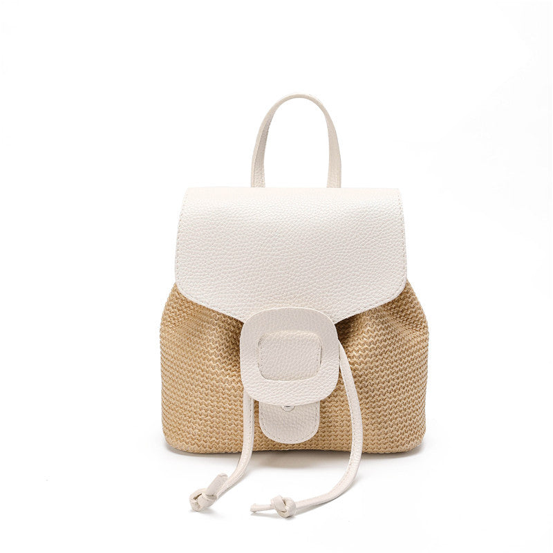 Mini Straw Woven Travel Backpack
