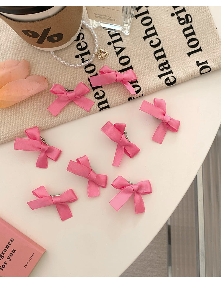 8-Pack Pink Ribbon Bow Hair Clips
