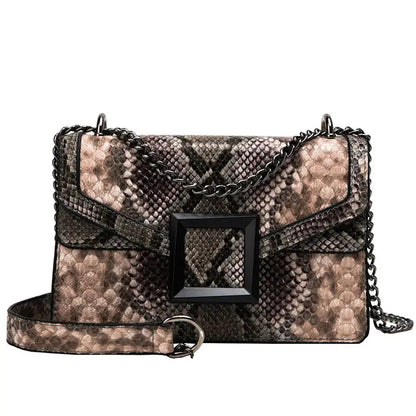 Colorblock Snake Skin Mini Crossbody Bag for Women