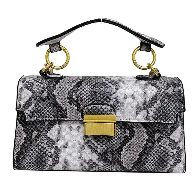 Colorblock Snake Skin Mini Crossbody Bag for Women