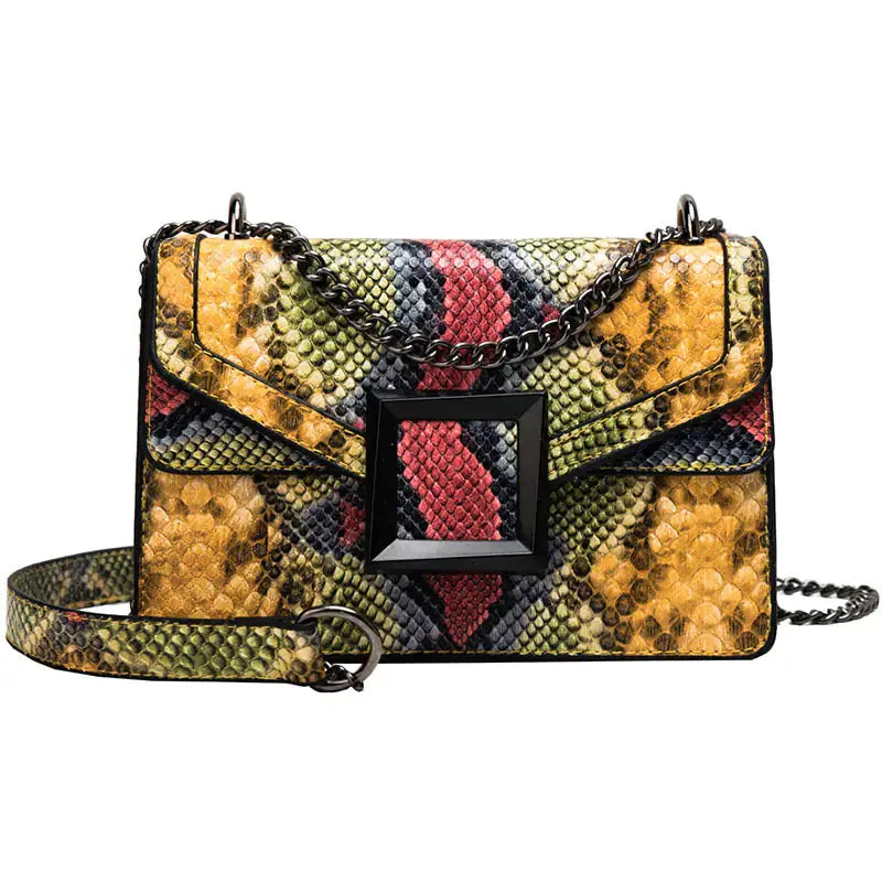 Colorblock Snake Skin Mini Crossbody Bag for Women