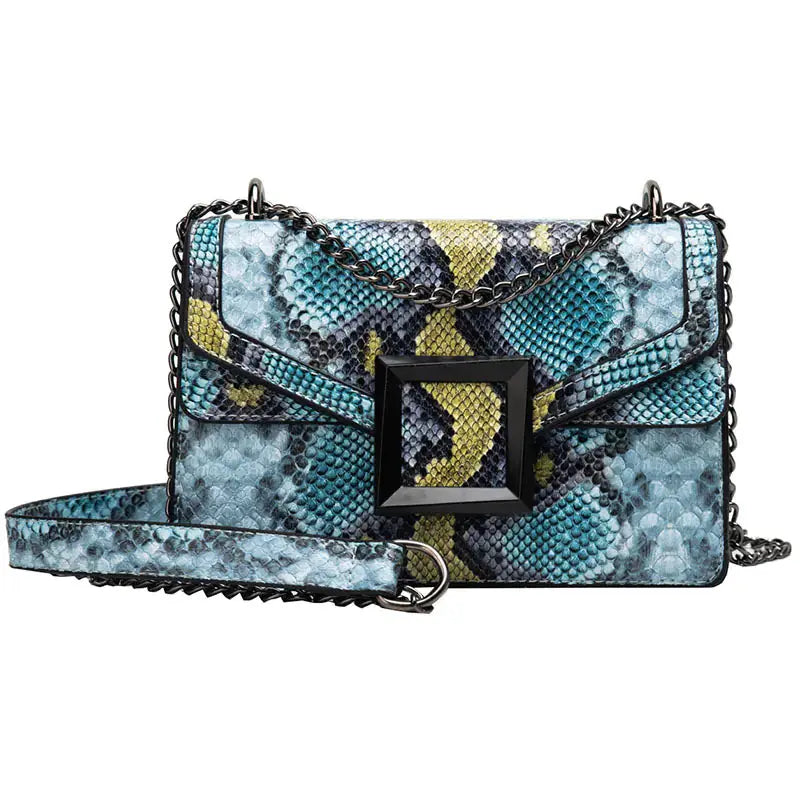 Colorblock Snake Skin Mini Crossbody Bag for Women